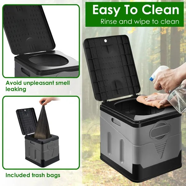 Portable Toilet For Car Camping Boating Hiking Outdoor Travel Potty With Carry Bag Foldable Emergency Toilet With Lid Trash Bags - 5 - CJ