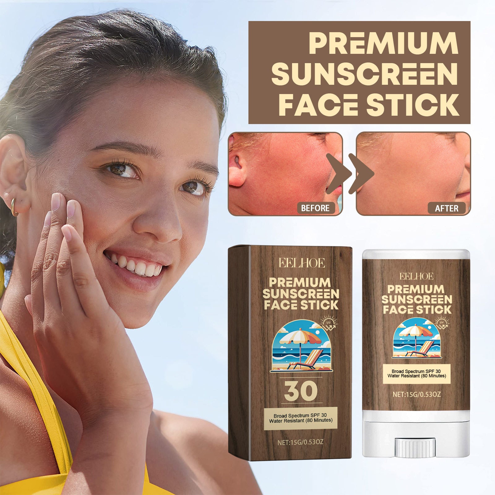 EELHOE Hydrating Stick, Relieve Dry Skin, Moisturize, Prevent Sweat, Moisturize, Protect Against Summer Sun Exposure, And Protect - 5.0 - CJ