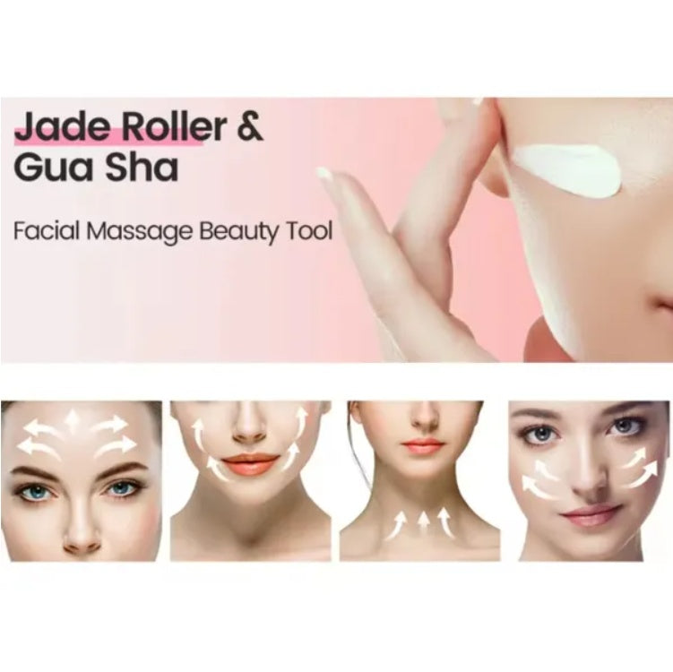 Gua Sha Board 2PCS Massage Stone For Facial Body Skincare Roller Scraping Massager Natural Resin Facial Lifting Scraper Neck Anti Wrinkle Massager Tool - 5 - CJ