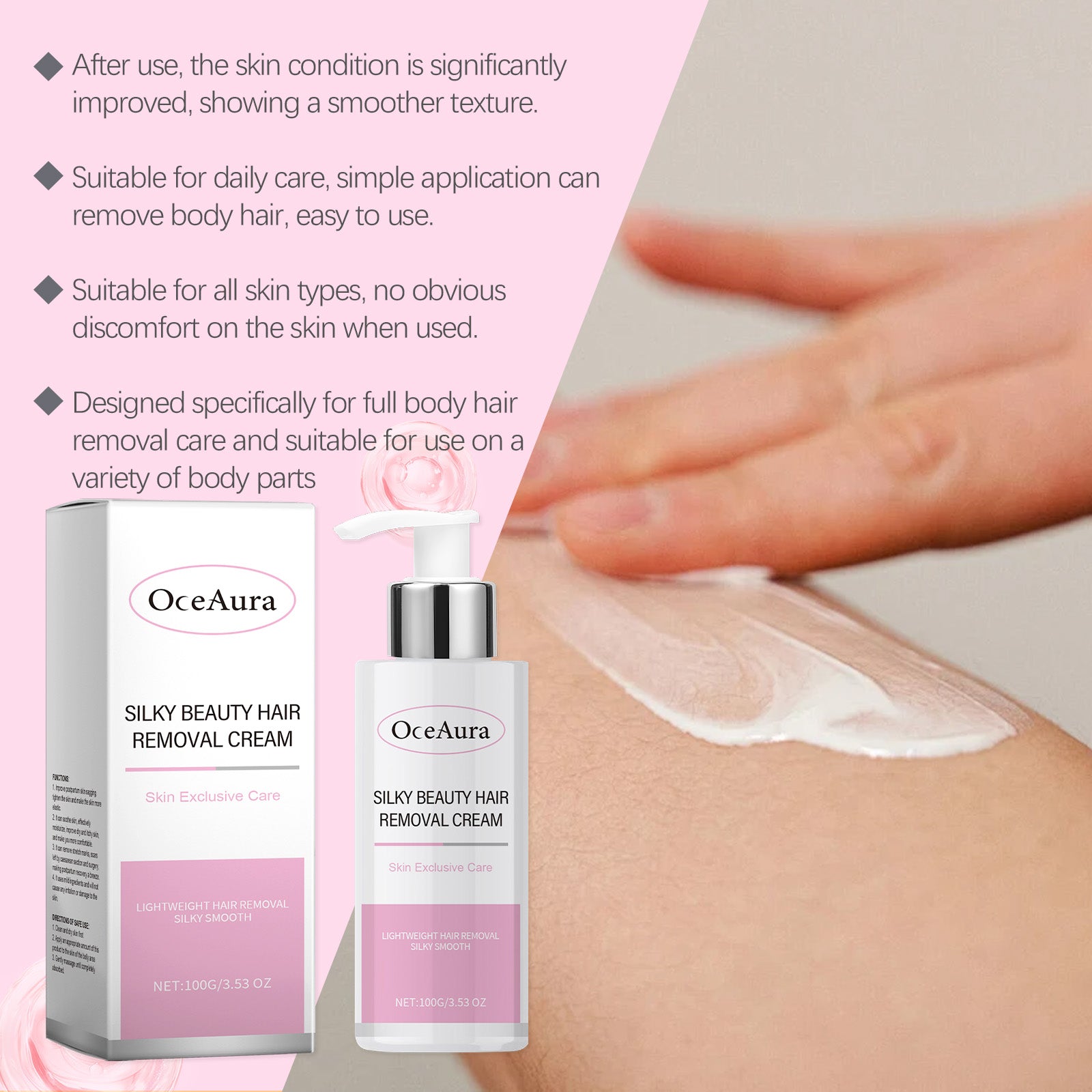OceAura Silky Hair Removal Cream For Women Armpit Hair, Leg Hair, Whole Body Hair Care For Soft, Smooth And Delicate Skin - 5 - CJ