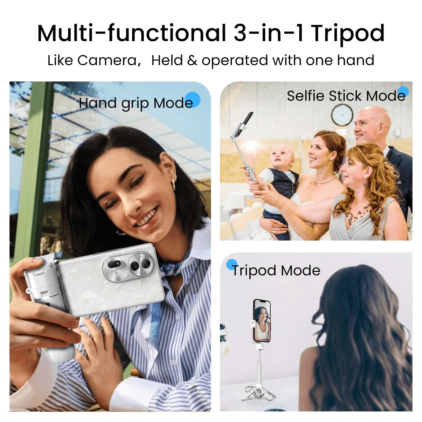 Phone Selfie Tripod Small With Romote - 3 In 1 Cell Phone Tripod Stick 4 Sections Extenable Foldable Pocket Size 2 Cold Shoe Mount 360 Degree Rotation 33ft Remote Control For Phone Smartphone - 5 - CJ