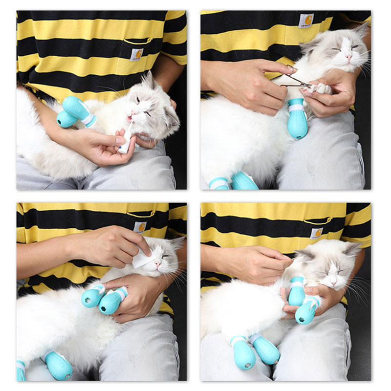 Adjustable Cat Foot Claw Cover Anti - Scratch Prickly Nail Glove Cat Boots For Cats Only, Anti - Scratch Cat Feet Claw Covers Adjustable Prickly Anti - Off Shoes Nail Glove - 5 - CJ