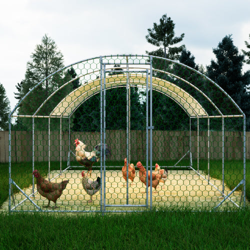 26x9x6Large Metal Chicken Coop,Walk - in Poultry Cage,Chicken Run With Waterproof Cover,Outdoor Backyard Farm,Chicken Rabbits Duck Run Pen,Easy To Assemble And Clean - 5 - CJ