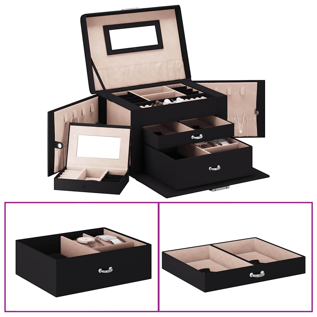 3 - Tier Jewelry Box with Mirror, Lockable - 5 - CJ