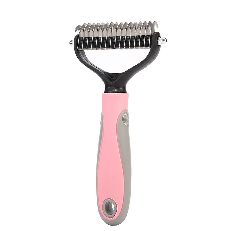 Stainless Double - sided Pet Brush Hair Removal Comb Grooming Dematting Dog Grooming Shedding Tools - 0 - CJ - Pink - 7x17.5cm - CJJJCWGY00462 - Pink - 7x17.5cm