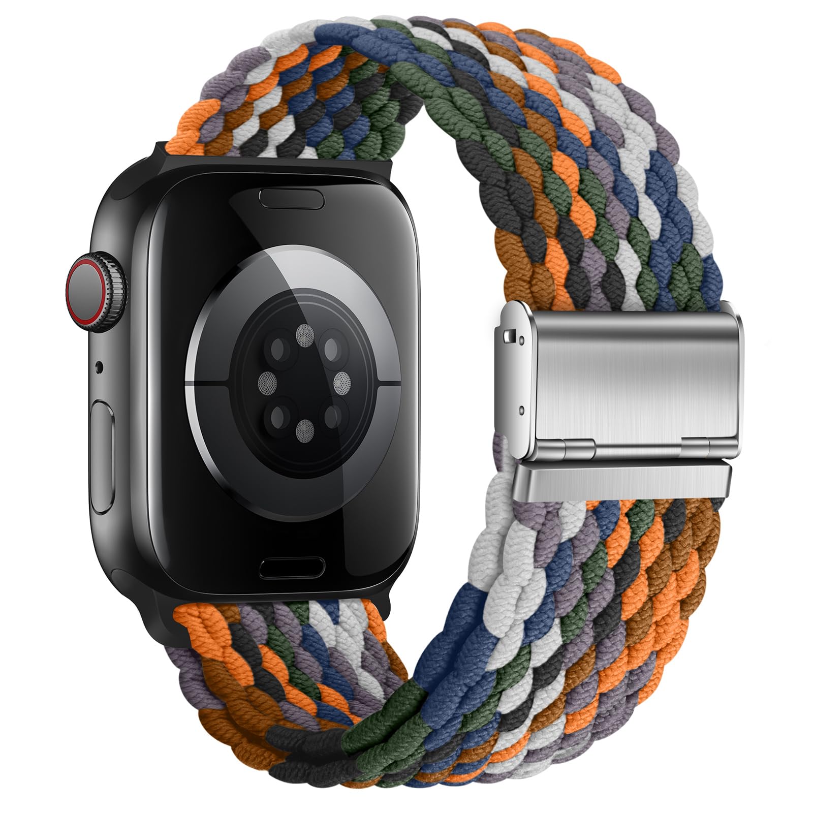 Nepfaivy Compatible With Apple Watch Band - 38mm 40mm 41mm 42mm 44mm 45mm 49mm Braided Stretchy Sport Band For Apple Watch Series SE 8 7 6 5 4 3 2 1, Women Men Nylon Fabric Elastic Loop Breathable Wat - 5 - CJ