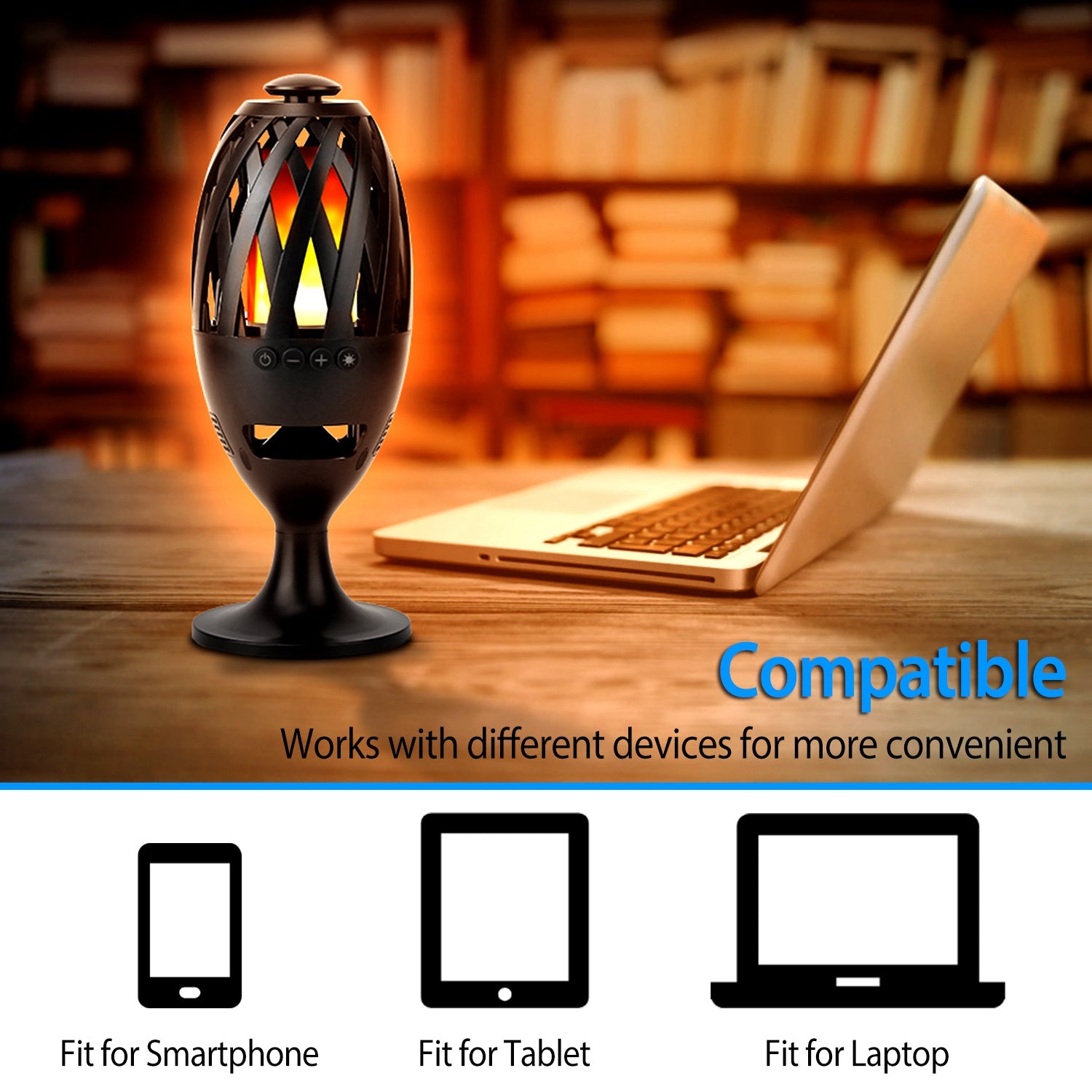 1Pc LED Flame Speakers Torch Wireless Speaker Waterproof Stereo Bass Speaker Outdoor Light - Up Speaker Atmosphere LED Flickers Night Light Patio Stake Lights Lantern For Party Camping - 5 - CJ