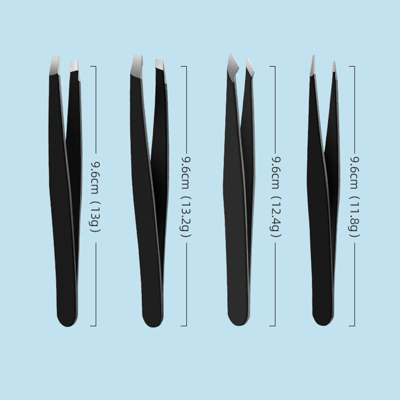 Stainless Steel Eyebrow Tweezers Black Flat Hairs Puller Beauty Makeup Tool - 0 - CJ
