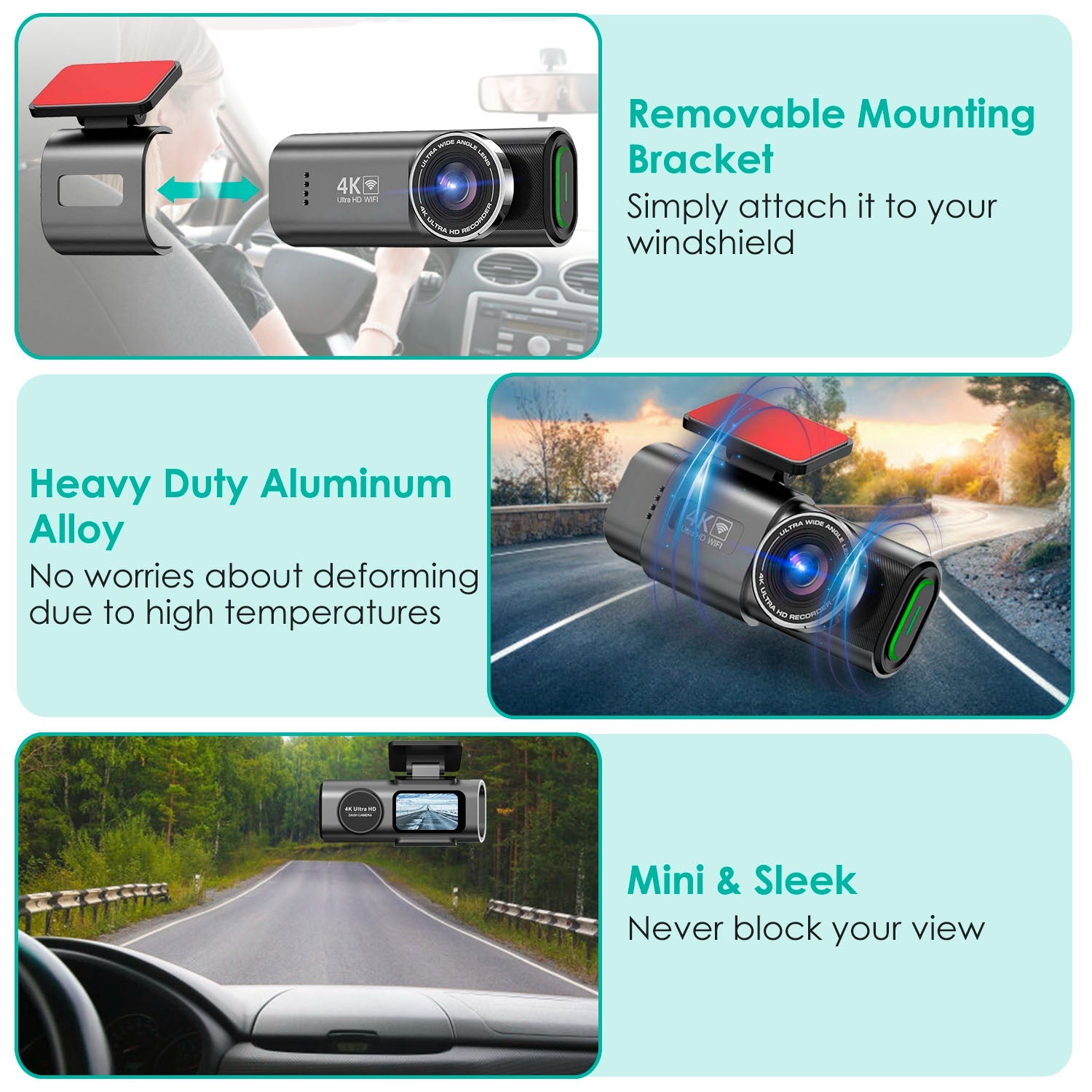 1Pc 4K 1080P Car Dash Cam 2.4GHz WiFi Car Camera Mini Driving Recorder With 140 Degree Wide Angle APP Control Night Vision G - sensor Loop Recording - 5.0 - cjdropshipping