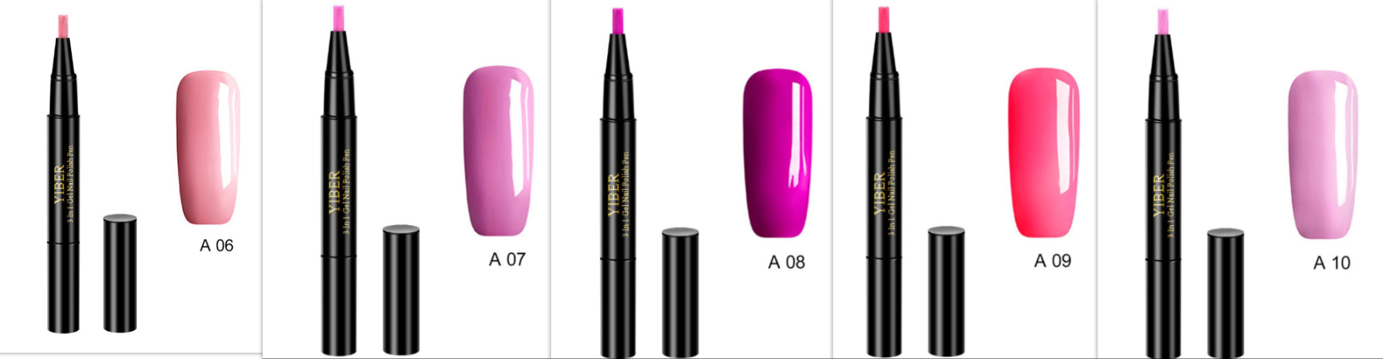 5pcs Nail Polish Pen 3 In 1 One Step Glue Pen Multicolor - 0 - CJ