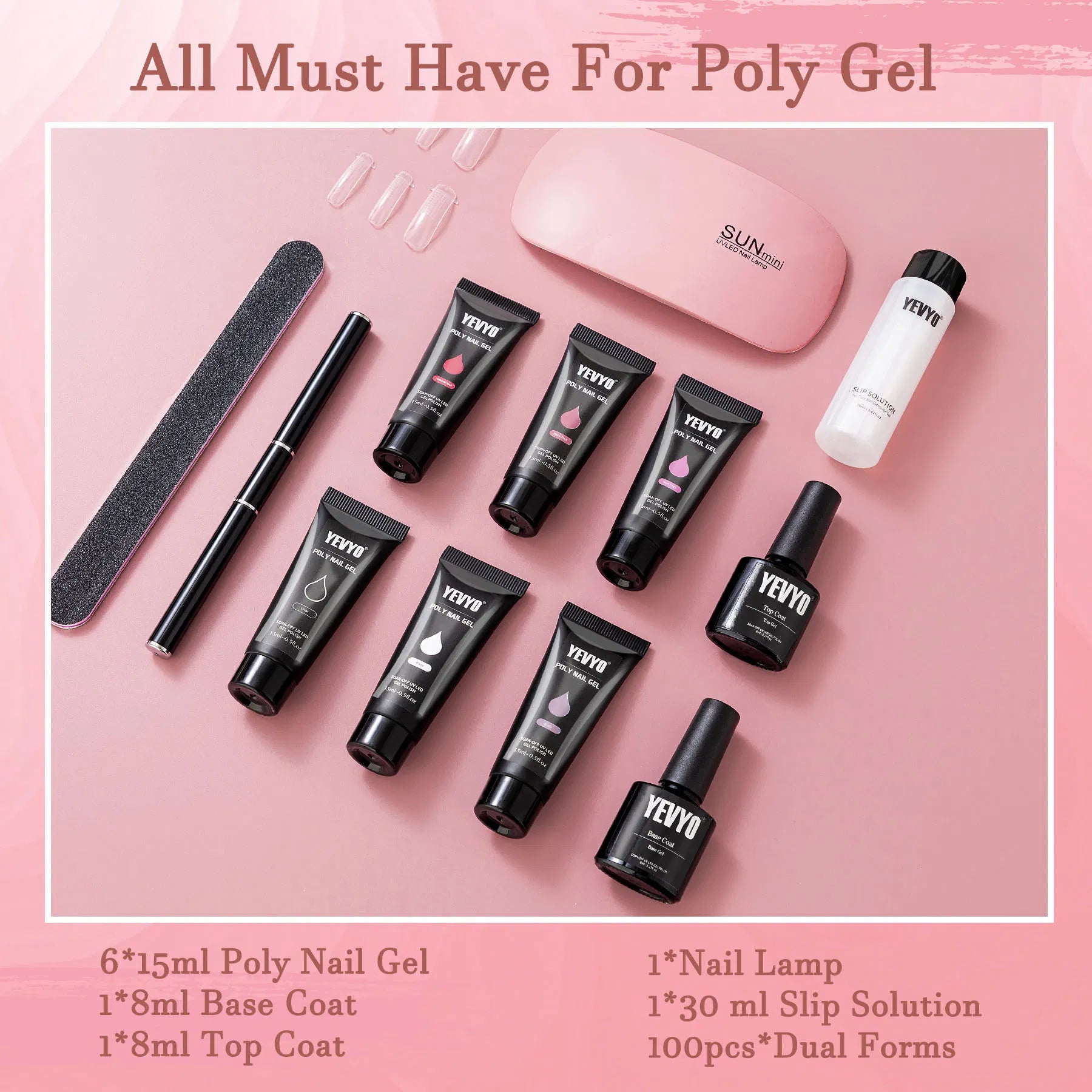 Poly Gel Nail Kit Poly Nail Gel Kit With UV Lamp For Beginners With Anything With Gel Extension Nail Kit With Slip Solution - 5.0 - CJ