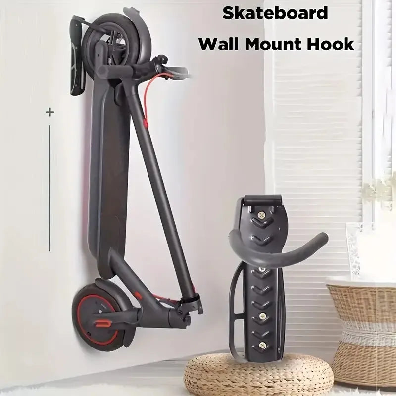 Wall - Mounted Storage Hook For Bikes And Scooters, Movable Garage Rack With 50 Lbs Capacity, Suitable For Mi Electric Scooter M365/PRO And Balance Scooter Nine ES1 ES2 - Black Metal - 5 - CJ