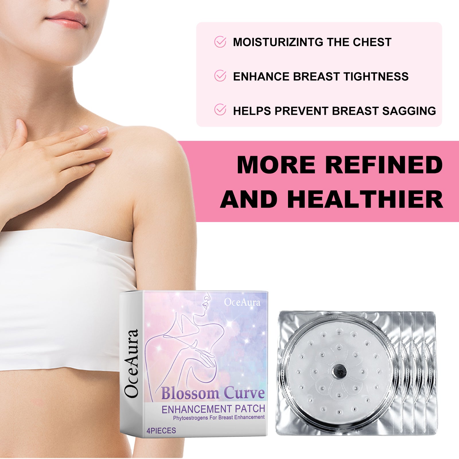 OceAura Blossom Curve Enhancement Patch, Lift Chest Firming And Volumizing Gathering Anti - Sagging Firm Full Breathable Breast Patch - 5 - CJ