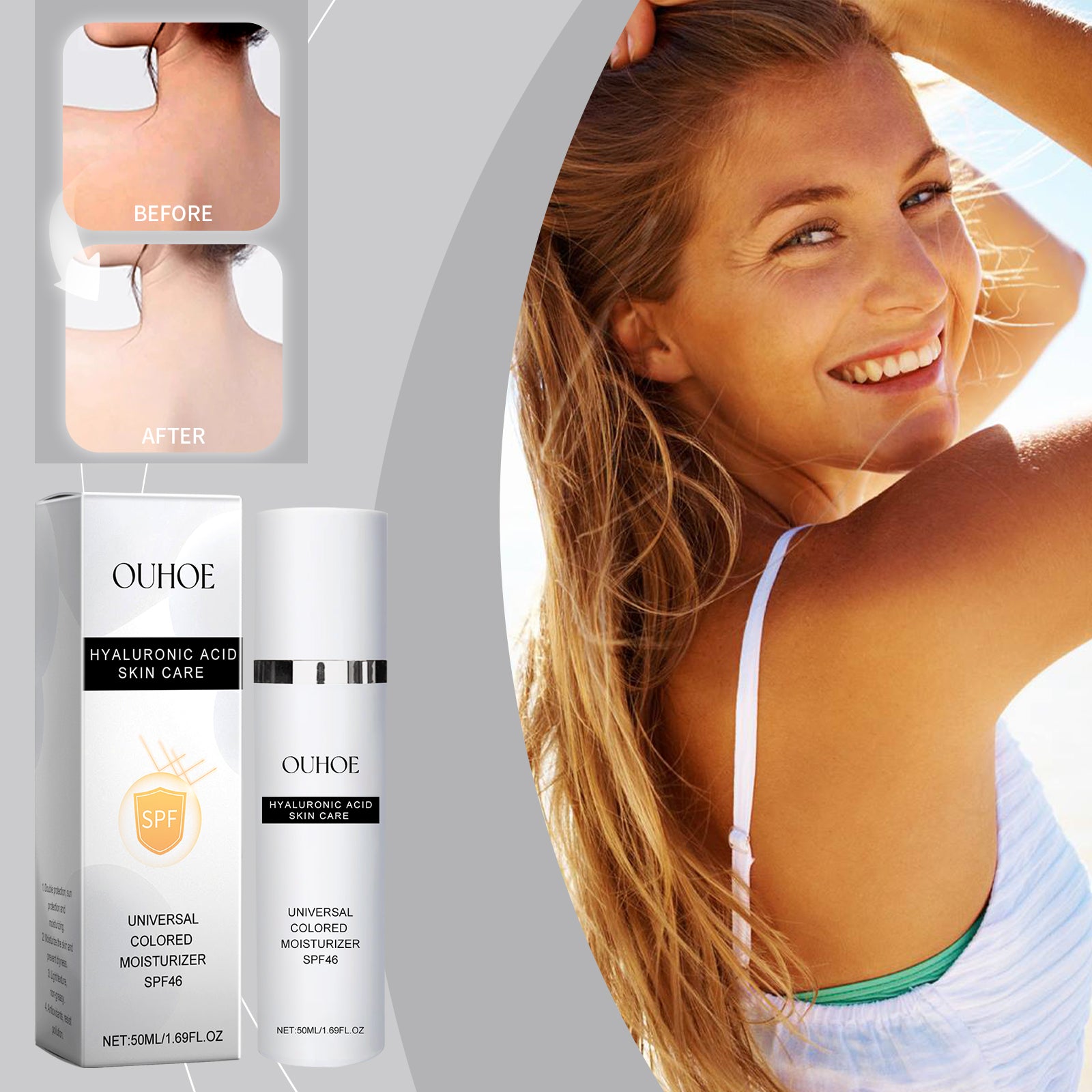 OUHOE Hyaluronic Acid Skin Care, Outdoor Uv Protection Multi - Functional Isolation Skin Gentle Moisturizing Protective Cream - 5 - CJ
