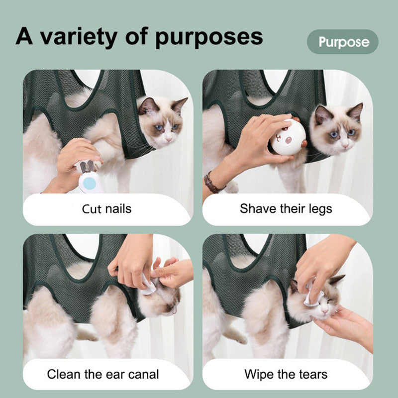 Pet Grooming Hammock Harness For Cats And Dogs, Cat Grooming Sling For Trimming Nail And Ear Care, Pet Hammock Restraint Bag - 5 - CJ