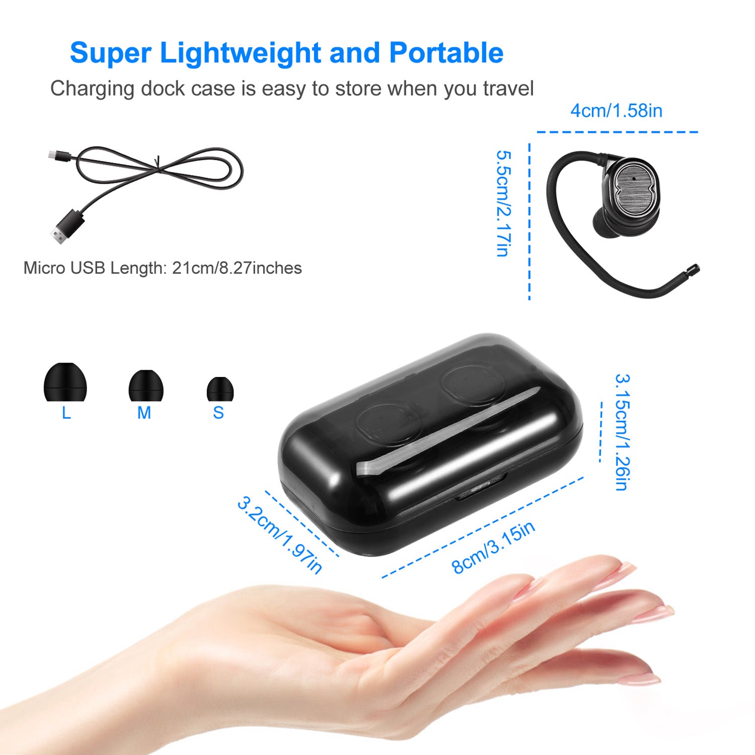 TWS Wireless 5.0 Earbuds IPX4 Touch In - Ear Stereo Earphone Noise Canceling Earpieces 32.8 Ft Transmission Range With Mic 500mAh Magnetic Charging Dock - 5 - CJ