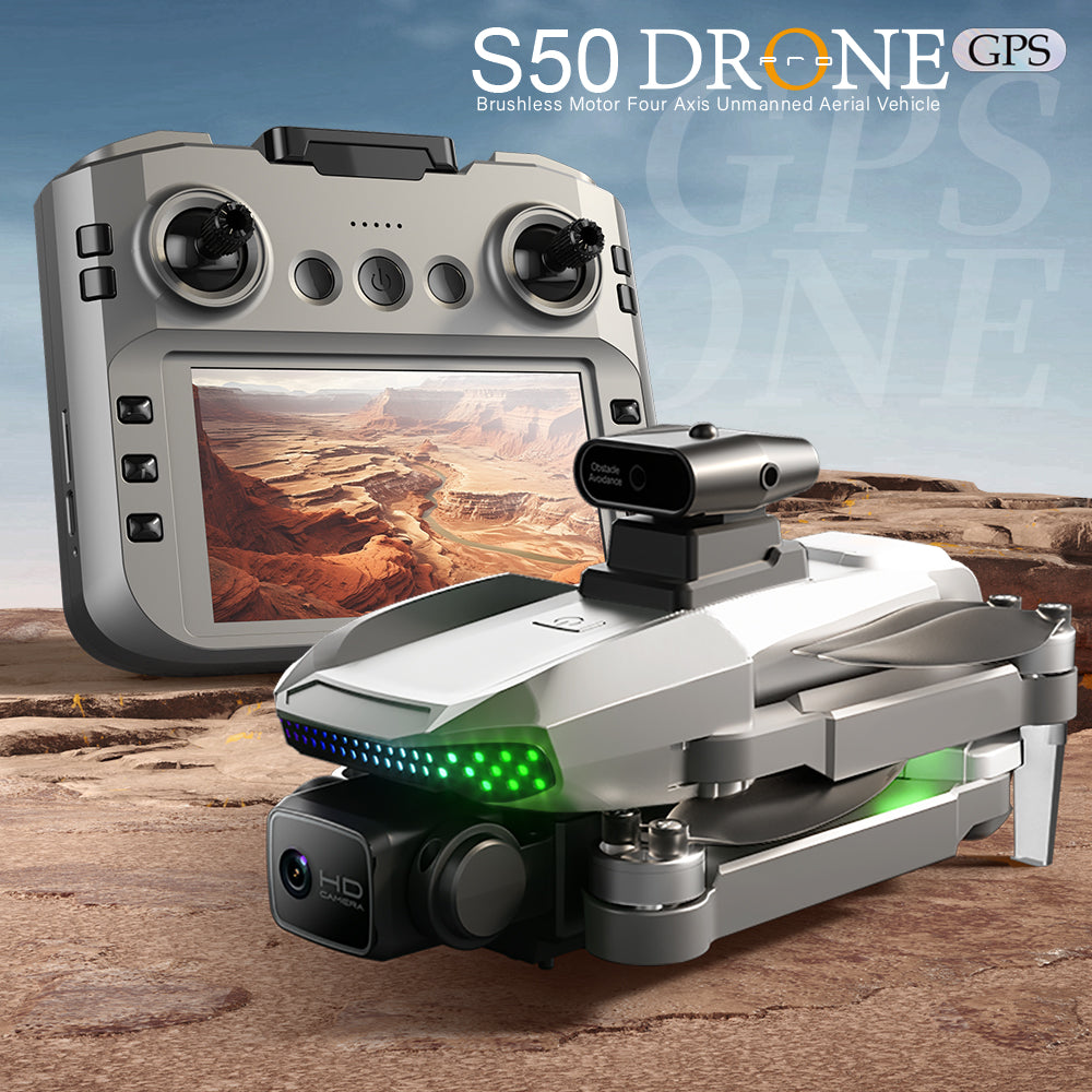 S50 PRO GPS Drone With 2 Batteries, 4.5 - inch Large Screen Remote, Real - Time HD Camera, Obstacle Avoidance, Extended Flight Time - 5 - CJ