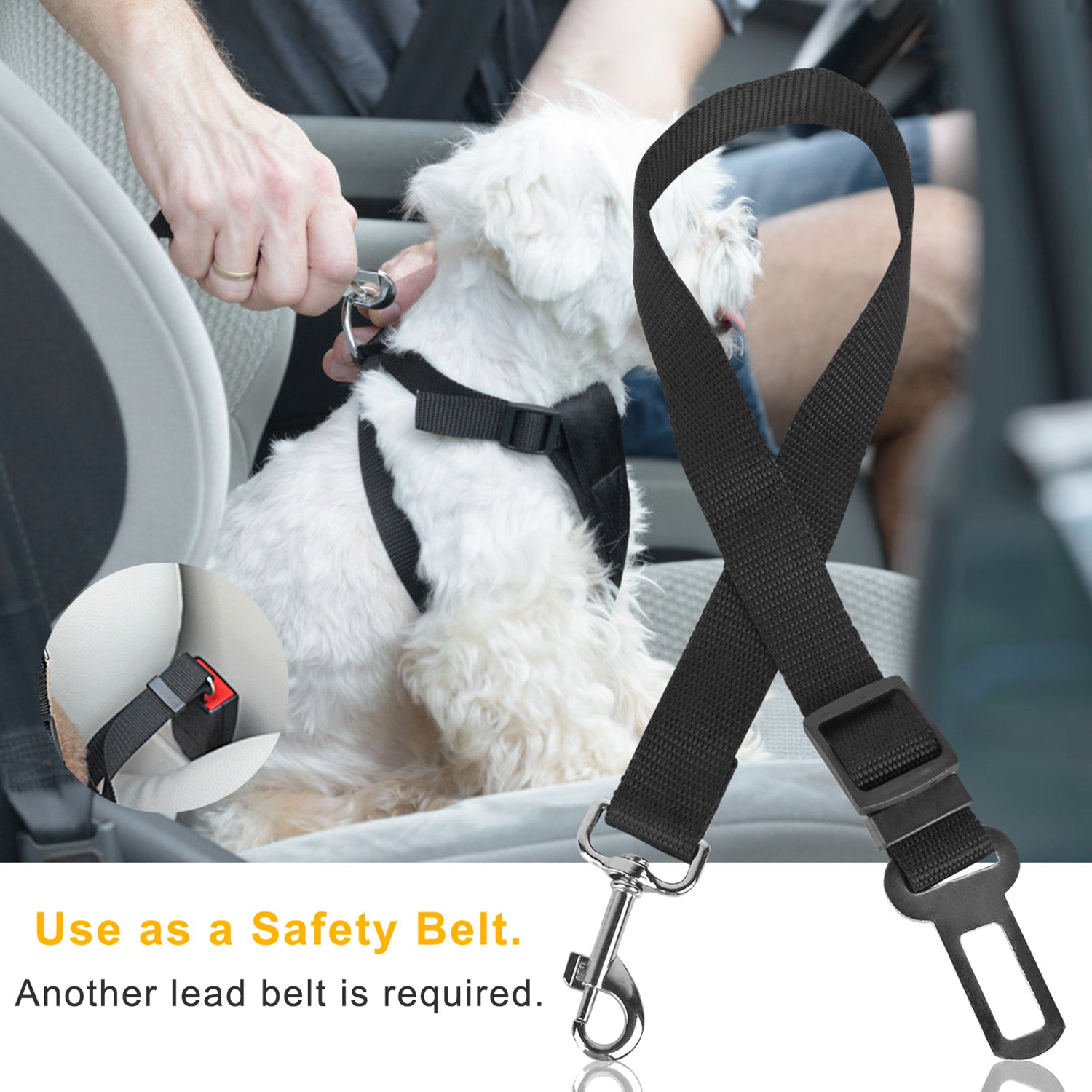 2Pcs Pet Dog Seat Belt Leash Adjustable Pet Dog Cat Safety Leads Harness Car Vehicle Nylon Fabric Seatbelt Strap - 5 - CJ