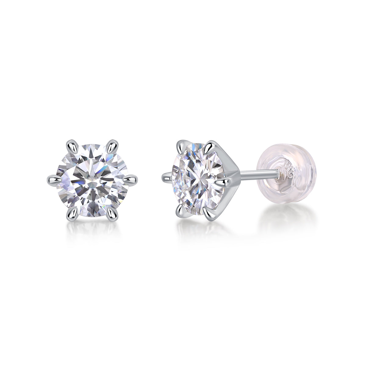 1Guardian Classic Six Claw Luxury Fashion Diamond Earrings Stud Set Mosan Diamond Silver Jewelry Prohibit TikTok sales - 5 - CJ