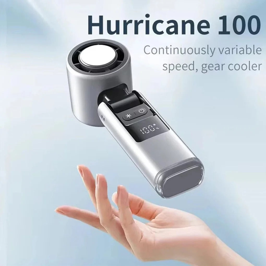 Violent Ice Cooling Fan Handheld Portable Fan Rechargeable Speed Ice Cooling Handheld Small Fan High Speed Folding Neck Type Fan - 5 - CJ