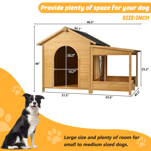 Large Wooden Dog House With Porch - 5 - CJ