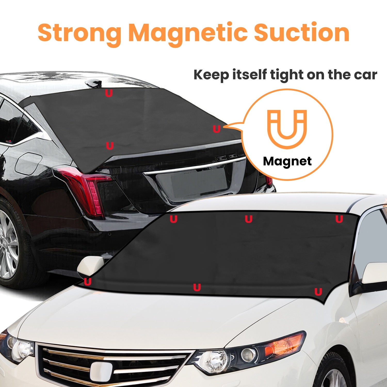 1Set Magnetic Car Windshield Cover Front Rear Car Windshield Protector Against Snow Sun Dirt Leaves Fit For All Cars Oxford Fabric Waterproof Heat - Resistant - 5 - cjdropshipping