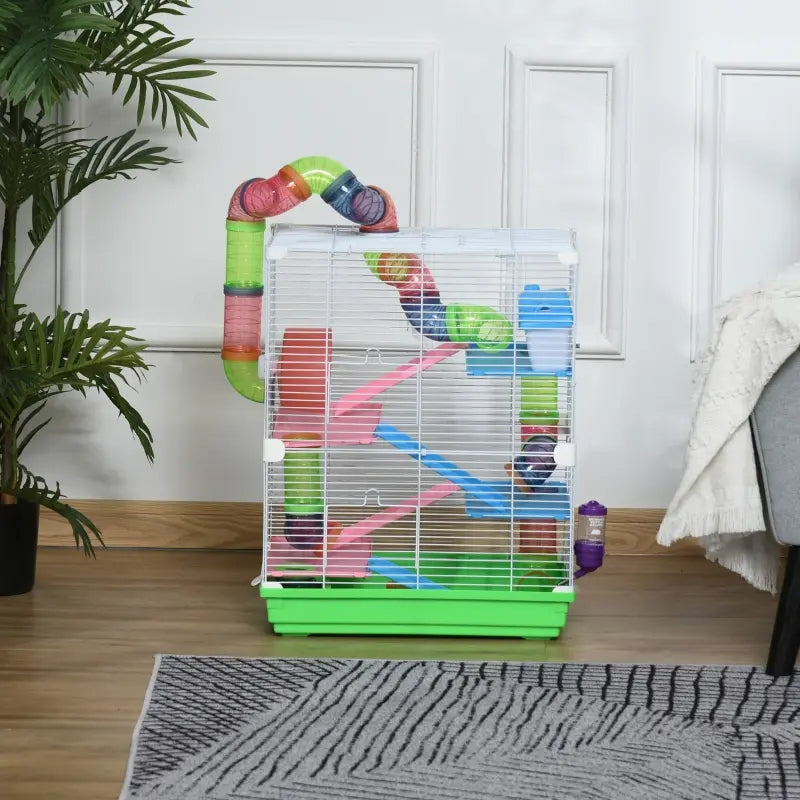 5 Tiers Hamster Cage Portable Animal Travel Carrier W Exercise Wheels Tube - 5 - CJ