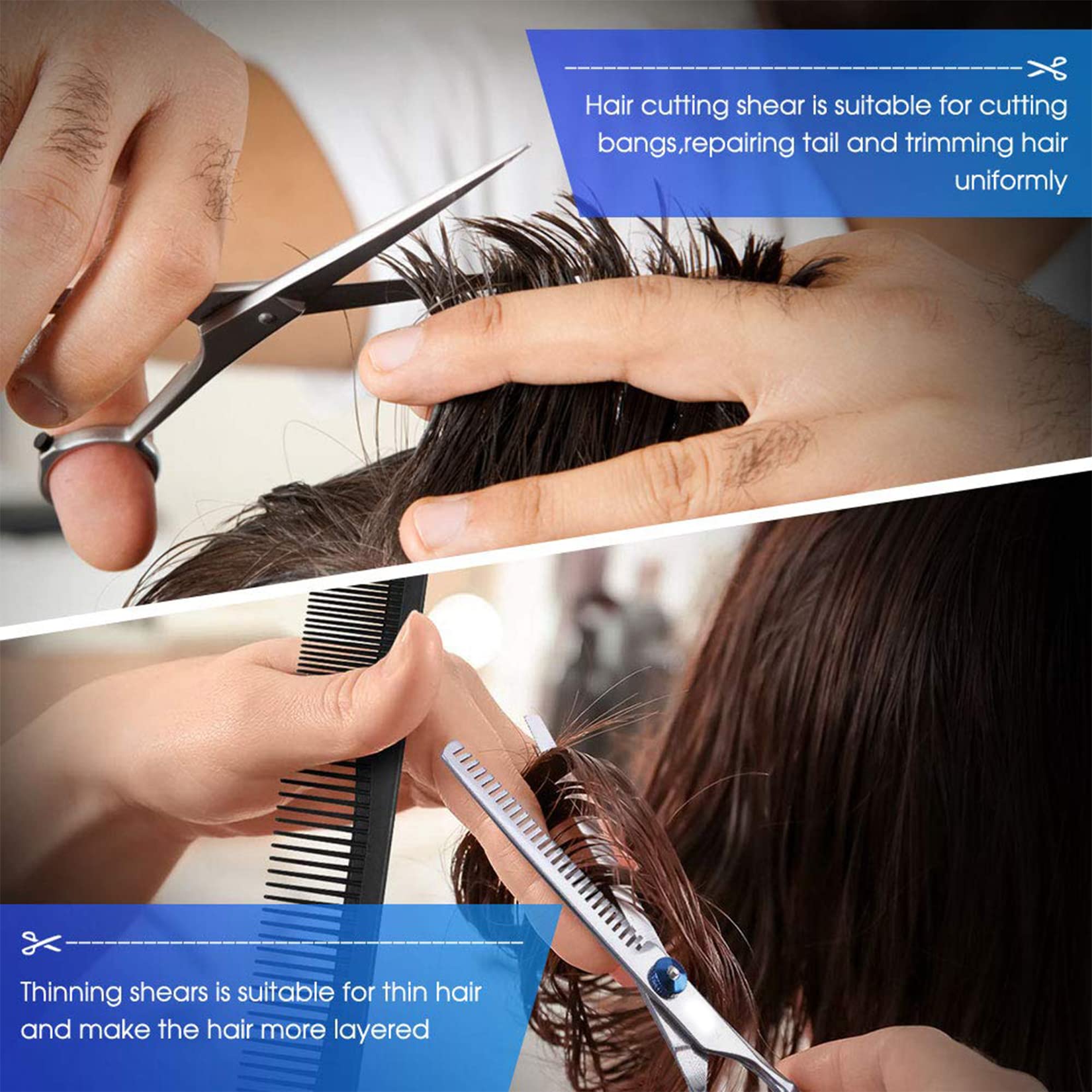 Hair Cutting Scissors Set, 6 Inch Hairdressing Thinning Shears For Hair Cutting For Women, Men, Kids - Silver - 5 - CJ
