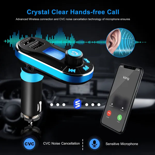 Car Wireless FM Transmitter Dual USB Charger Hands - free Call MP3 Player Aux - in LED Display Remote Controller - 5 - CJ