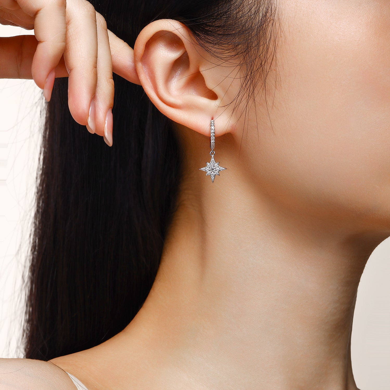 1Star And Moon Interdependent - Fashionable Earrings And Stud Jewelry Set With Moissanite S925 Sterling Silver And Platinum - plated Diamonds Prohibit TikTok sales - 5 - cjdropshipping