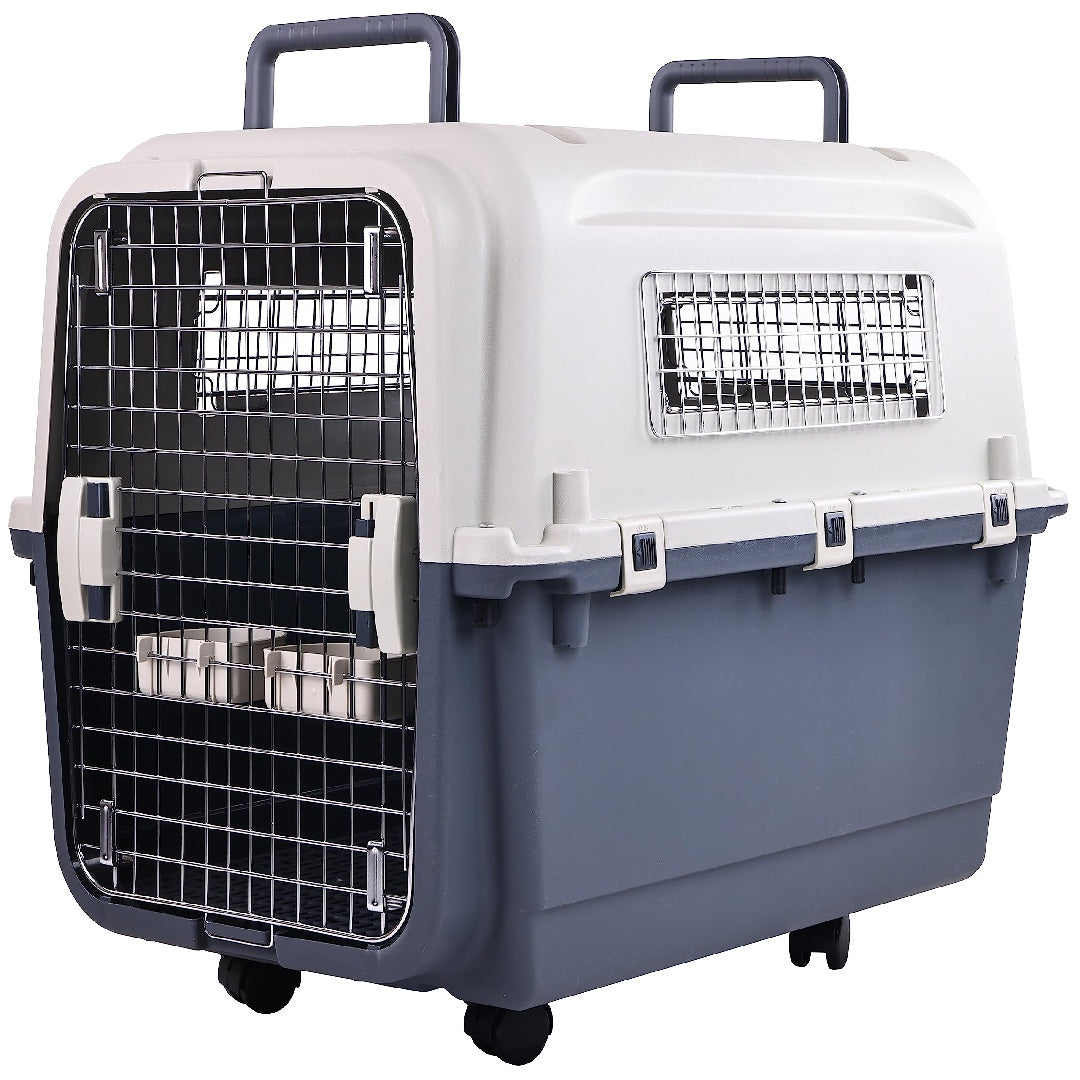 Only Supports Self Pickup Plastic Dog Kennel, Pet Transport, Rolling Plastic Airline Approved Wire Door Travelling Dog Crate, Small - Medium - Large - 5 - CJ