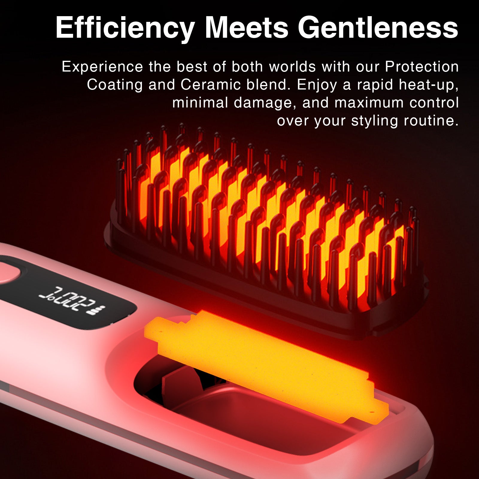 S7 Portable Cordless Hair Straightening Brush With LED Display - Lightweight Mini Negative Ion Hot Brush, USB Rechargeable Women's Travel Essentials Gift, Scald Protection - 5 - CJ