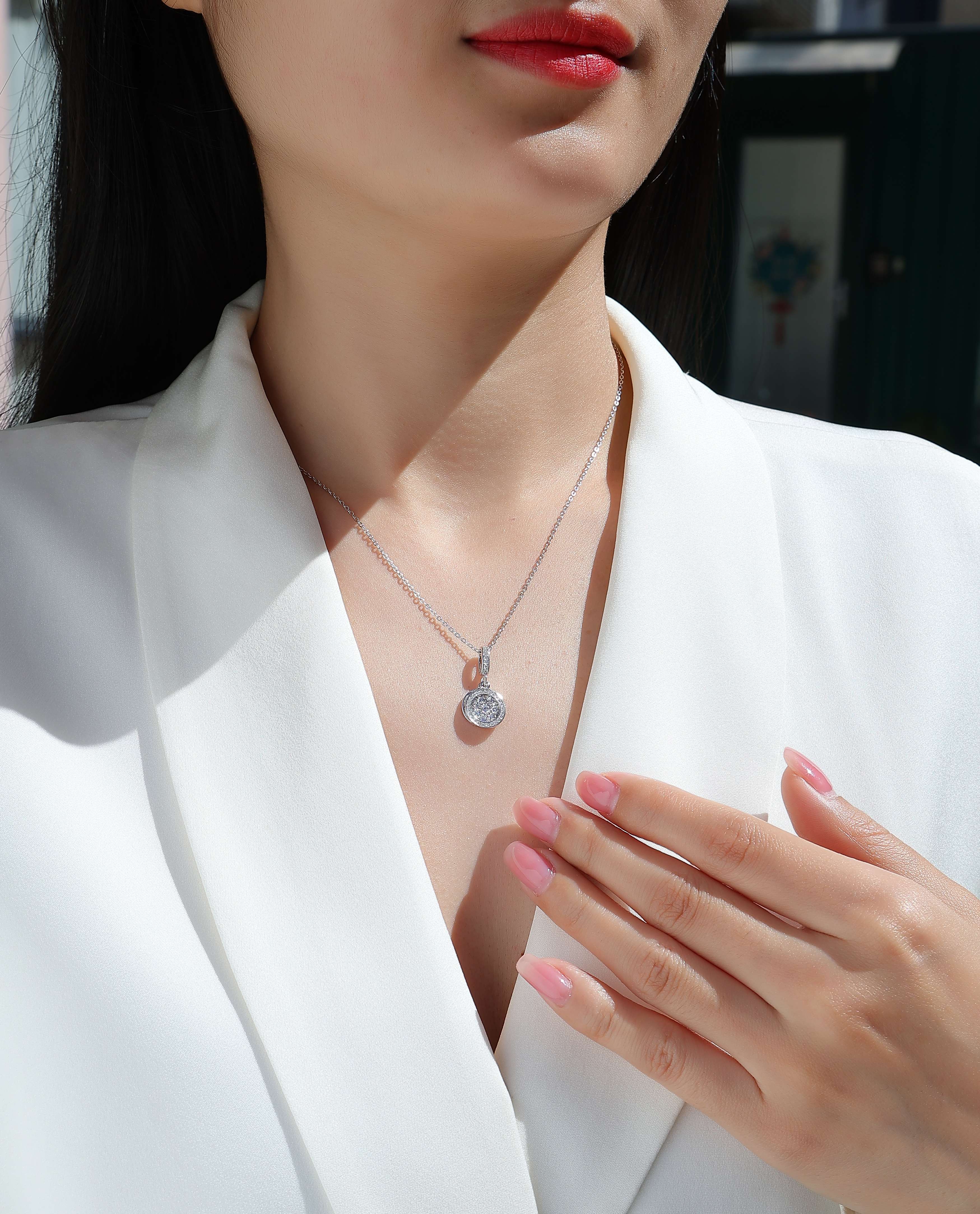 1Double Ring Combination - A Fashionable And Luxurious Diamond Jewelry Piece Set With Moissanite S925 Sterling Silver And Platinum - plated Pendant Prohibit TikTok sales - 5 - cj