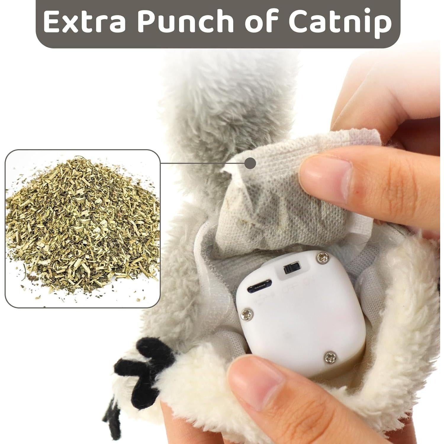 Pet Toys Cat Catnip Toys Flapping Squirrel, Rechargeable Touch Activated Kitten Toys, Lifelike Interactive Cats Toy Indoor, Cat Kicker Plush Toys For All Breeds Universal Interactive Toy Cat T - 5 - CJ