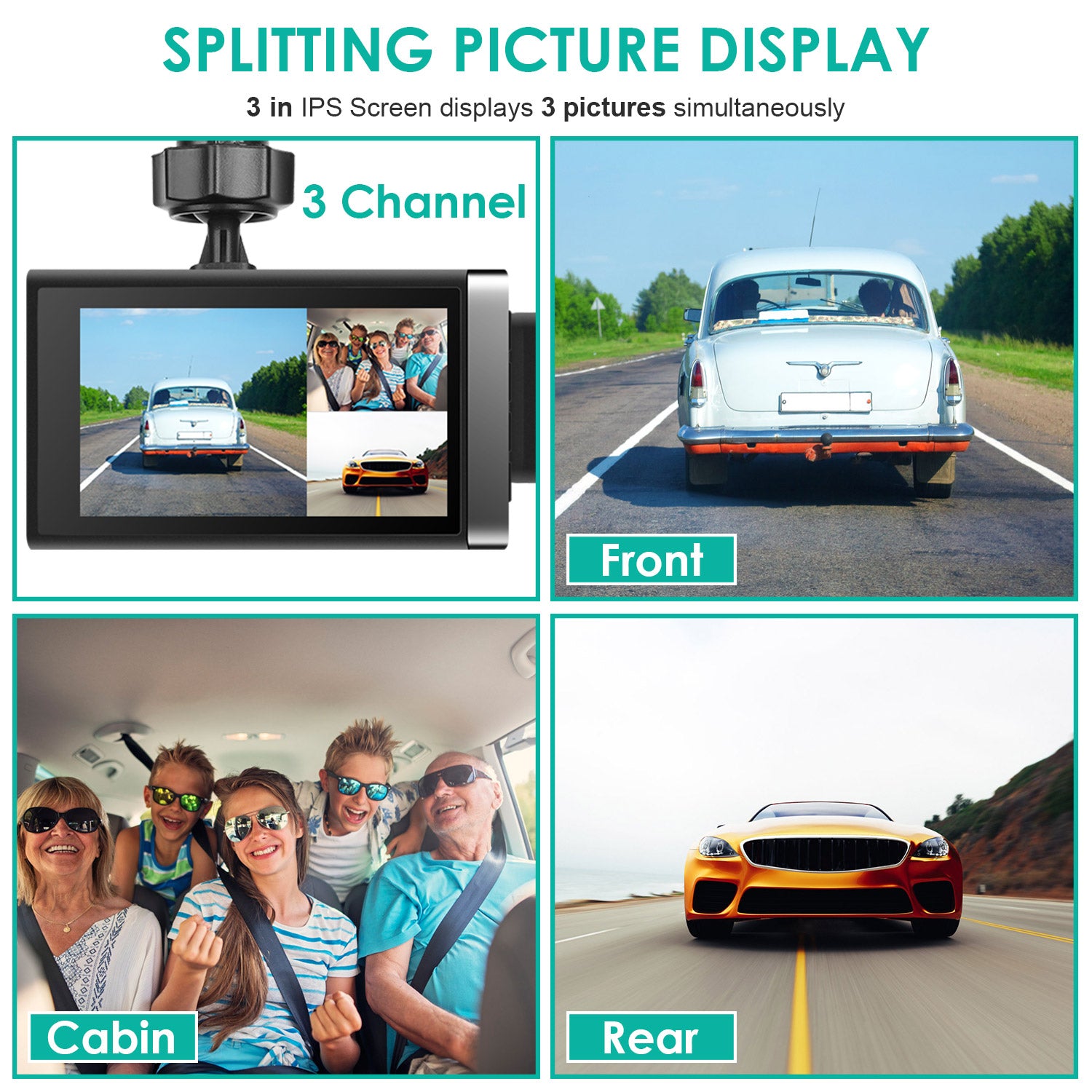 2K Car DVR 3 Channel Dash Cam Camcorder Camera Recorder With 140 Degree Angle GPS WiFi Night Vision G - sensor Loop Recording Parking Monitor - 5.0 - cjdropshipping