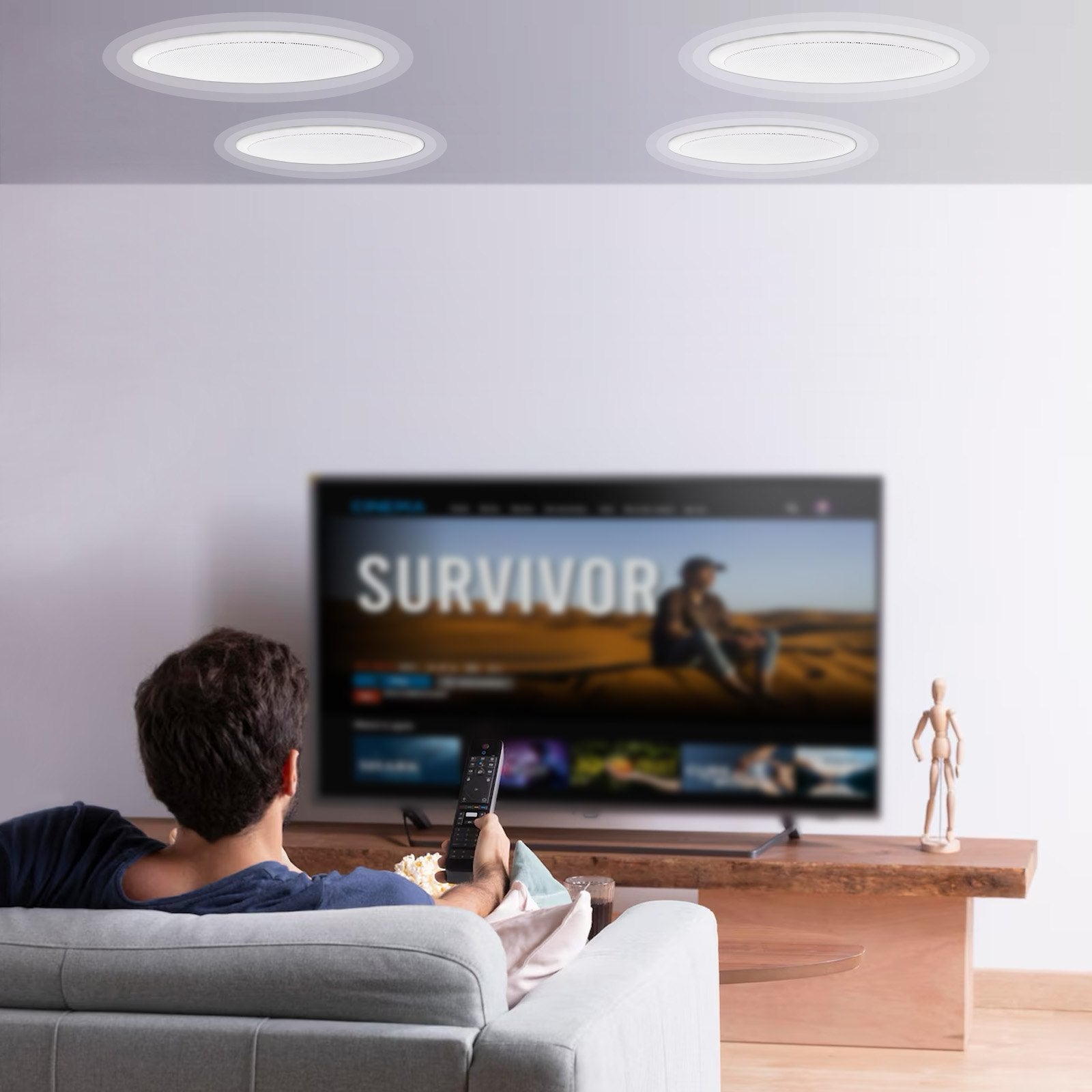 4 PCs 8 Inch In Ceiling Speakers, 100 - Watts, Flush Mount Ceiling & In - Wall Speakers System With 8ΩImpedance 89dB Sensitivity, For Home Kitchen Living Room Bedroom Or Covered Outdoor Porches - 5 - CJ