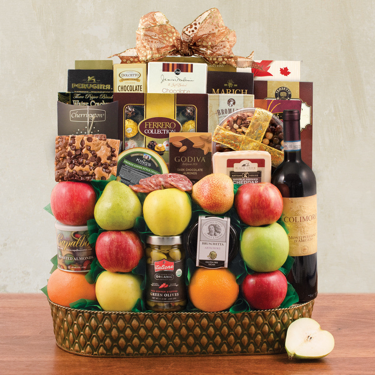 Gourmet Specialty: Wine & Fruit Gift Basket - GreatArrivals