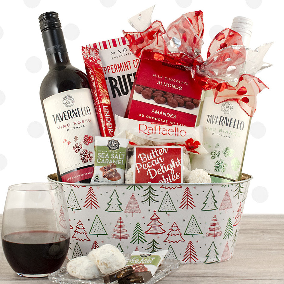 Yuletide Treasures Duet: Wine Gift Basket - GreatArrivals