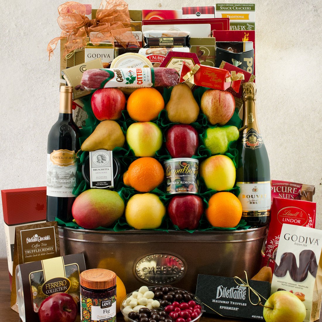 The Royal Treatment: Wine & Fruit Gift Basket - GreatArrivals
