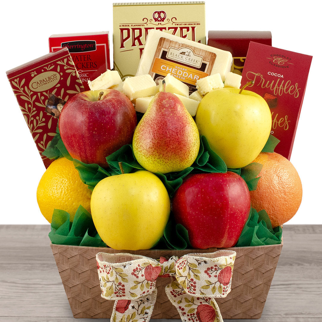 Bountiful Treats: Fruit & Snacks Gift Basket - GreatArrivals