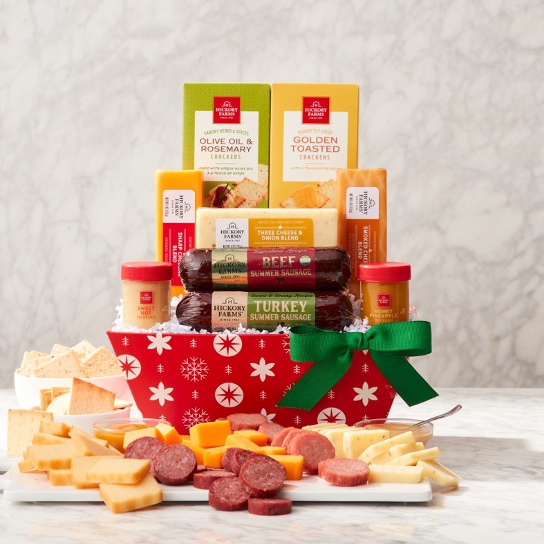 Signature Holiday: Meat & Cheese Snack Gift Basket - GreatArrivals