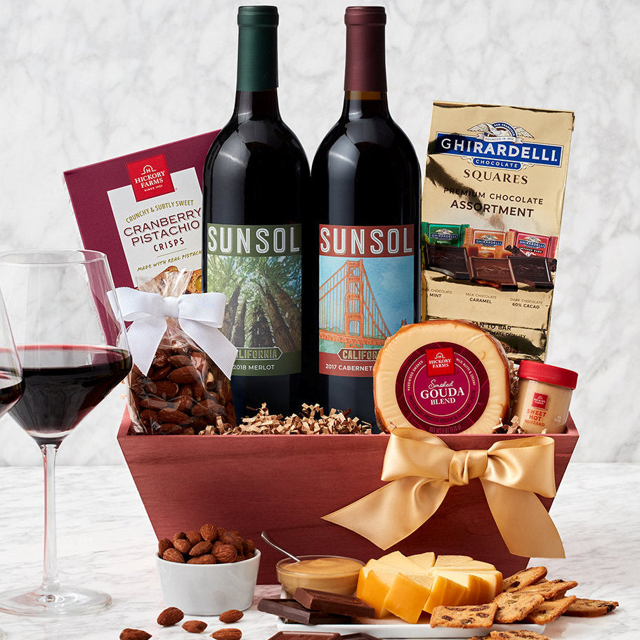 Napa Valley Charm Duet: Red Wine Gift Basket - GreatArrivals