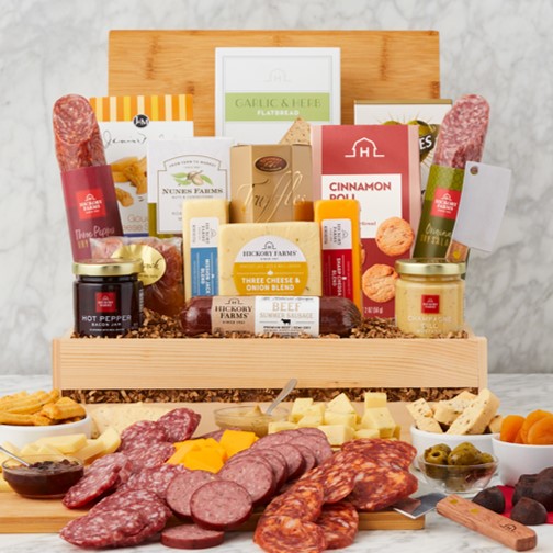 Grand Meat & Cheese: Wooden Gift Crate - GreatArrivals