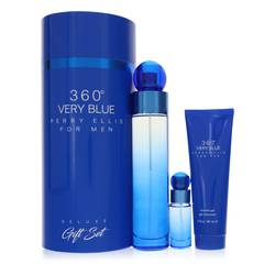 Perry Ellis 360 Very Blue Gift Set By Perry Ellis - Gift Set - 3.4 oz Eau De Toilette Spray + .25 oz Mini EDT Spray + 3 oz Shower Gel - Perry Ellis