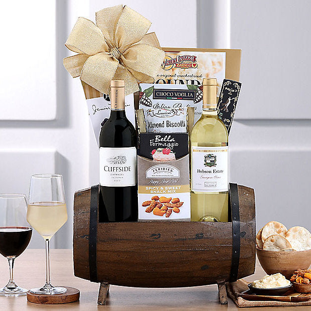 Zinfandel & Sauvignon Blac: Gourmet Wine Barrel Gift - GreatArrivals