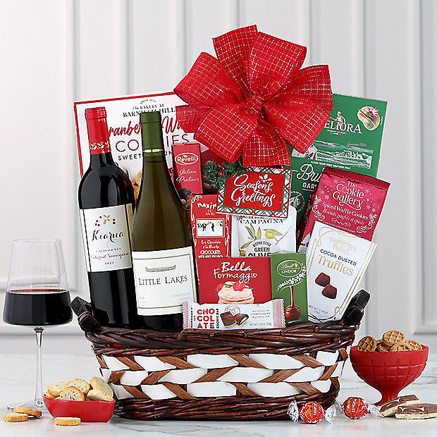 Season's Greetings Duet: Holiday Wine Gift Basket - GreatArrivals