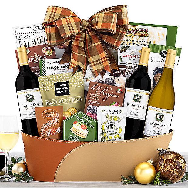 Hobson Estate Trio: Gourmet Wine Basket - GreatArrivals