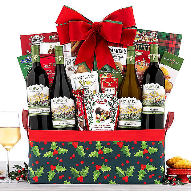 Grapevine Trading Holiday Quartet: Wine Gift Basket - GreatArrivals