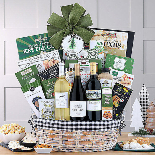 Merry Christmas Trio: Wine Gift Basket - GreatArrivals