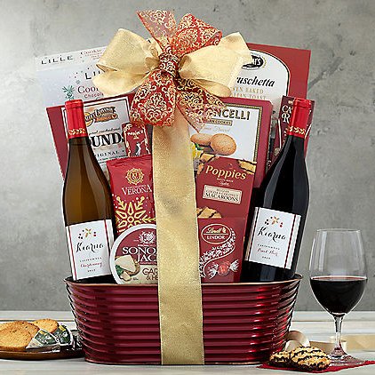 Seasonal Duet: Holiday Wine Gift Basket - GreatArrivals